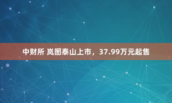 中财所 岚图泰山上市，37.99万元起售