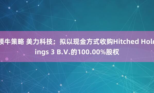 领牛策略 美力科技：拟以现金方式收购Hitched Holdings 3 B.V.的100.00%股权
